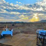 A Luxury snack in nature on a game drive. 2 tables set out